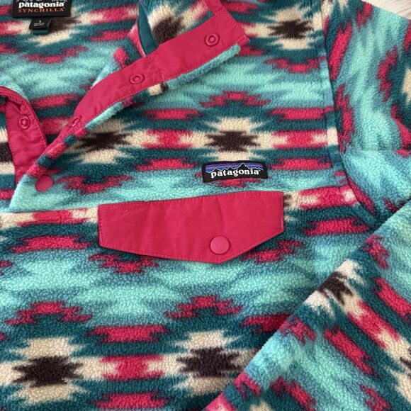 Patagonia Jacket Women’s Large Synchilla Snap T Fleece Southwest Aztec Outdoor - Picture 5 of 10
